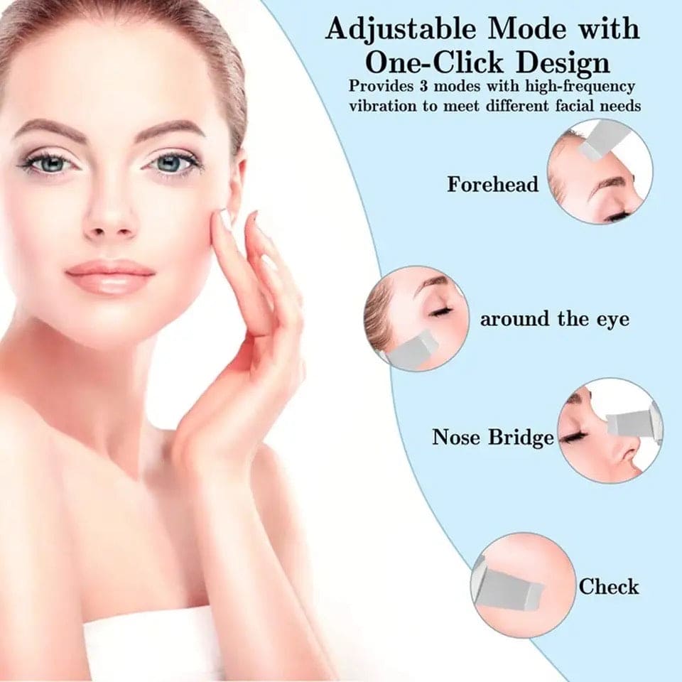 Skin Scrubber Facial Skin Scrubber, Ultrasonic Skin Scrubber Spatula, Electric Blackhead Remover, Facial Cleaner Spatula, 3 Modes Facial Lifting Peeling Tool, Rechargeable Skin Massage Scrubber