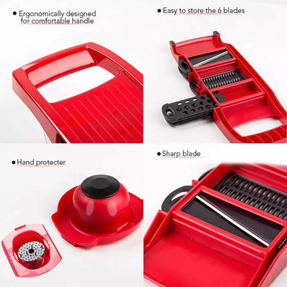 Creative 6 in 1 Vegetable Cutter, Multi Cutter Grater for Vegetables, Dicing Blades Slicer Shredder, Drain Grater Chopper Kitchen Accessories Tool,  Mandolin Slicer Vegetable Grater