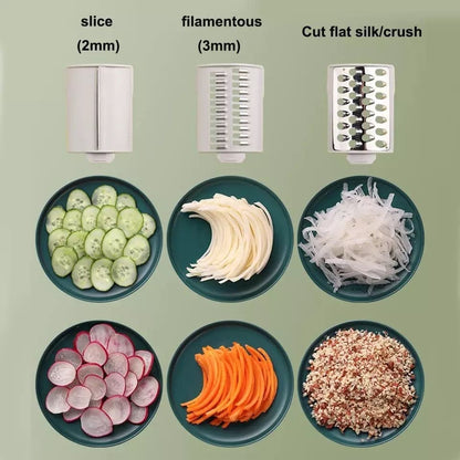 Amazing Multifunctional Vegetable Slicer Cutter Chopper, Veget Graters Shredders Fruit Kitchen Tool French Fry, Multifunction Manual Round Cutter Potato Spiralizer